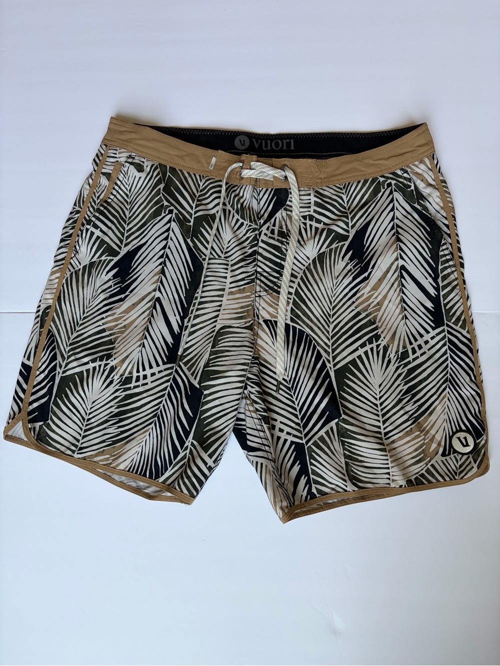 Vuori Cruise Boardshort Men's Tropical Palm Print Swim Board Shorts Size 34